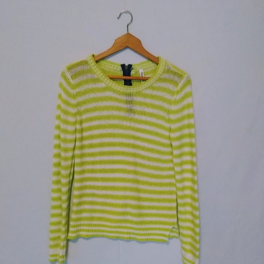 NWT Aeropastale Neon Lime Stripe Knit Sweater